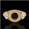 Image 2 : 1.06 ctw Fancy Black Diamond Art Deco 3 Stone Ring 18k Yellow Gold - REF-123G6W