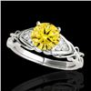 Image 1 : 1.35 ctw Certified SI Fancy Yellow Diamond Solitaire Ring 10k White Gold - REF-238X6A
