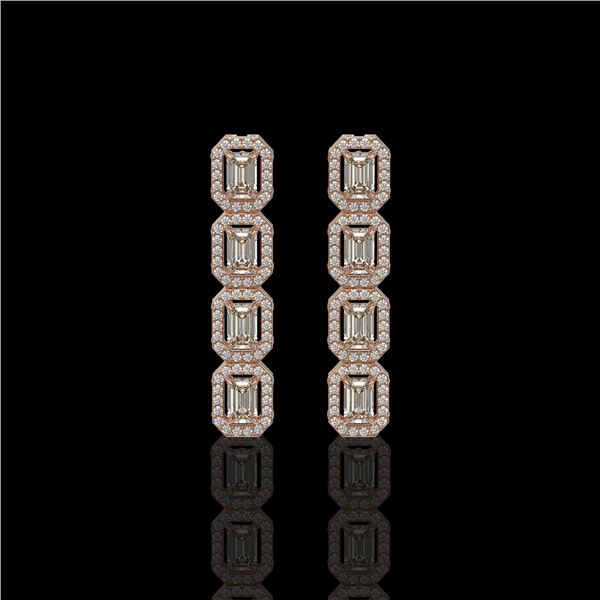 3.84 ctw Emerald Cut Diamond Micro Pave Earrings 18K Rose Gold - REF-459A8N