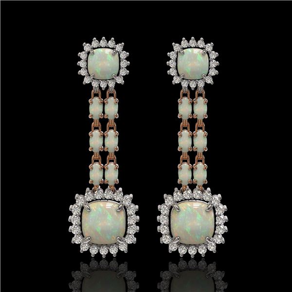 18.06 ctw Opal & Diamond Earrings 14K Rose Gold - REF-394H8R