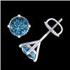 Image 3 : 1.5 ctw Fancy Intense Blue Diamond Art Deco Earrings 18k White Gold - REF-106F4M