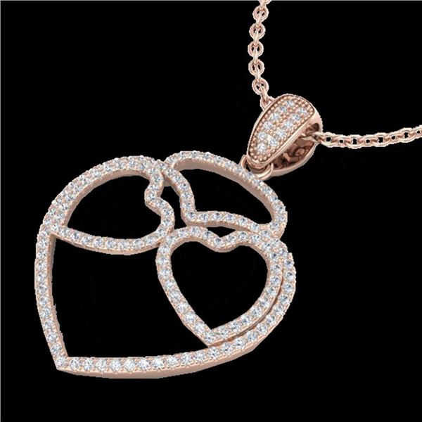 1.20 ctw Micro Pave VS/SI Diamond Heart Necklace 14k Rose Gold - REF-110H9R