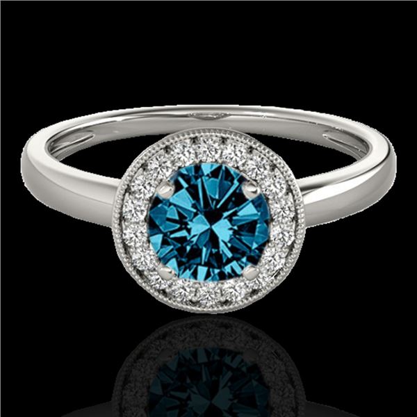 1.15 ctw SI Certified Fancy Blue Diamond Halo Ring 10k White Gold - REF-132A3N