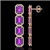 Image 2 : 18.59 ctw Amethyst & Diamond Micro Pave Halo Earrings 10k Rose Gold - REF-209G3W