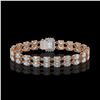 Image 3 : 14.35 ctw Aquamarine & Diamond Bracelet 14K Rose Gold - REF-236G4W