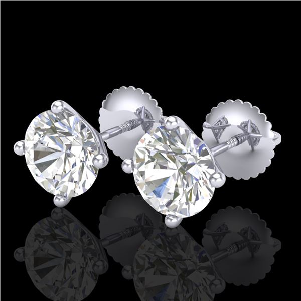 2.5 ctw VS/SI Diamond Solitaire Art Deco Stud Earrings 18k White Gold - REF-601W4H