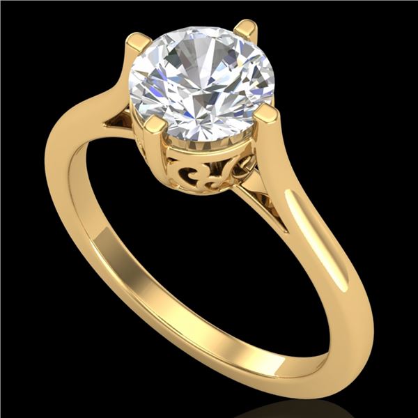 1.25 ctw VS/SI Diamond Solitaire Art Deco Ring 18k Yellow Gold - REF-490X9A