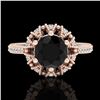 Image 2 : 1.65 ctw Fancy Black Diamond Art Deco Micro Pave Ring 18k Rose Gold - REF-132W8H