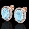 Image 1 : 5 ctw Aquamarine & Micro Pave VS/SI Diamond Earrings 14k Rose Gold - REF-96R2K