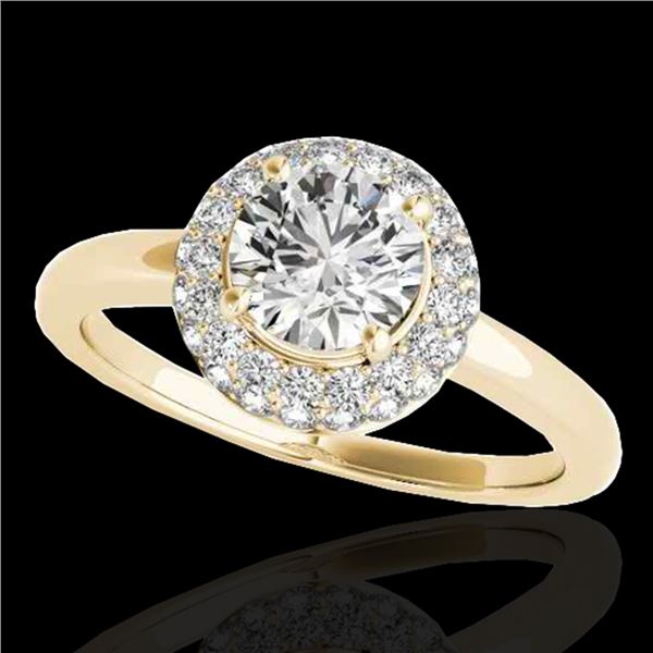 1.43 ctw Certified Diamond Solitaire Halo Ring 10k Yellow Gold - REF-197F8M