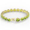 Image 3 : 32 ctw Peridot & VS/SI Diamond Micro Pave Bracelet 14k Yellow Gold - REF-180R2K