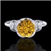 Image 2 : 1.75 ctw Intense Fancy Yellow Diamond Art Deco Ring 18k White Gold - REF-236G4W