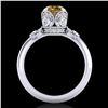Image 3 : 1.75 ctw Intense Fancy Yellow Diamond Art Deco Ring 18k White Gold - REF-236G4W