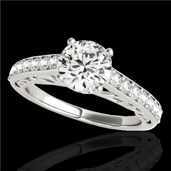 1.4 ctw Certified Diamond Solitaire Ring 10k White Gold - REF-190H9R