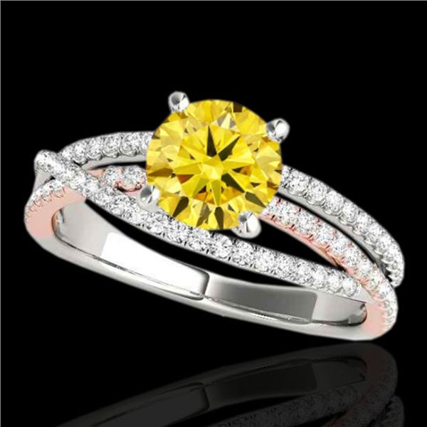 1.4 ctw Certified SI Fancy Yellow Diamond Solitaire Ring 10k 2Tone Gold - REF-218W2H