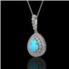 3.97 ctw Turquoise & Diamond Victorian Necklace 14K White Gold - REF-125G6W