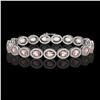 14.25 ctw Morganite & Diamond Micro Pave Halo Bracelet 10k White Gold - REF-294F2M