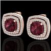 4.55 ctw Garnet & Micro Pave VS/SI Diamond Earrings 14k Rose Gold - REF-89A3N