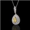 4.17 ctw Canary Citrine & Diamond Victorian Necklace 14K White Gold - REF-127W3H