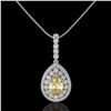 Image 2 : 4.17 ctw Canary Citrine & Diamond Victorian Necklace 14K White Gold - REF-127W3H