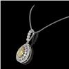 Image 3 : 4.17 ctw Canary Citrine & Diamond Victorian Necklace 14K White Gold - REF-127W3H