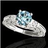 1.38 ctw SI Certified Blue Diamond Solitaire Antique Ring 10k White Gold - REF-130F9M