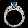 Image 2 : 1.38 ctw SI Certified Blue Diamond Solitaire Antique Ring 10k White Gold - REF-130F9M