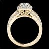 Image 2 : 2.25 ctw Certified Diamond Solitaire Halo Ring 10k Yellow Gold - REF-237H3R