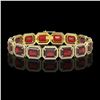 33.41 ctw Garnet & Diamond Micro Pave Halo Bracelet 10k Yellow Gold - REF-318N2F