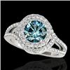 1.9 ctw SI Certified Fancy Blue Diamond Solitaire Halo Ring 10k White Gold - REF-156Y8X