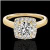 1.37 ctw Certified Diamond Solitaire Halo Ring 10k Yellow Gold - REF-197M8G