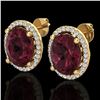 Image 1 : 5 ctw Garnet & Micro Pave VS/SI Diamond Earrings 18k Yellow Gold - REF-72A8N
