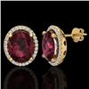 Image 2 : 5 ctw Garnet & Micro Pave VS/SI Diamond Earrings 18k Yellow Gold - REF-72A8N