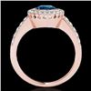 Image 2 : 1.5 ctw SI Certified Fancy Blue Diamond Solitaire Halo Ring 10k Rose Gold - REF-135H2R
