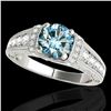 1.75 ctw SI Certified Blue Diamond Solitaire Antique Ring 10k White Gold - REF-184G3W