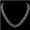 44.8 ctw London Topaz & Diamond Micro Pave Halo Necklace 10k Yellow Gold - REF-625A3N