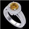 2.8 ctw Intense Fancy Yellow Diamond Art Deco Ring 18k White Gold - REF-427R3K
