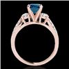 Image 2 : 1.5 ctw SI Certified Fancy Blue Diamond 3 Stone Ring 10k Rose Gold - REF-129G5W