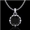 1.14 ctw Fancy Black Diamond Art Deco Stud Necklace 18k White Gold - REF-81K8Y