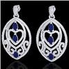 7 ctw Sapphire & Micro Pave VS/SI Diamond Heart Earrings 18k White Gold - REF-418G2W