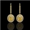 7.65 ctw Canary Citrine & Diamond Victorian Earrings 14K Yellow Gold - REF-216R9K