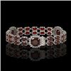 Image 2 : 17.34 ctw Garnet & Diamond Bracelet 14K White Gold - REF-263R6K