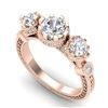 1.75 ctw VS/SI Diamond Solitaire Art Deco 3 Stone Ring 18k Rose Gold - REF-309N3F