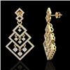 Image 2 : 3 ctw Micro Pave VS/SI Diamond Earrings Dangling 14k Yellow Gold - REF-290X9A