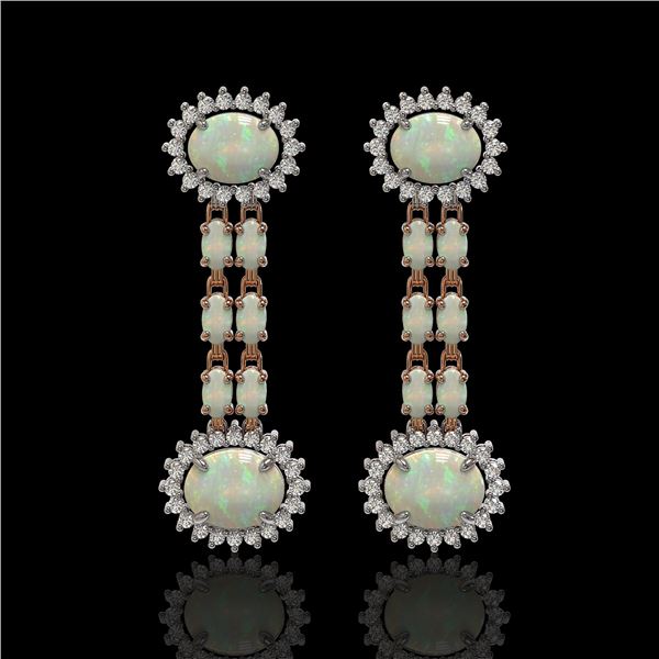6.73 ctw Opal & Diamond Earrings 14K Rose Gold - REF-227M3G