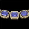 Image 3 : 79.99 ctw Tanzanite & Diamond Micro Pave Halo Necklace 10k Yellow Gold - REF-1704H2R