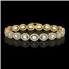 11.02 ctw Aquamarine & Diamond Micro Pave Halo Bracelet 10k Yellow Gold - REF-309A3N