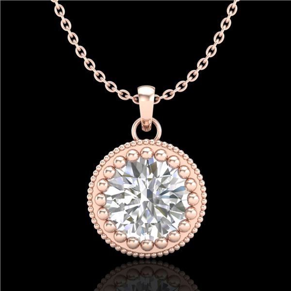 1 ctw VS/SI Diamond Solitaire Art Deco Necklace 18k Rose Gold - REF-292F5M