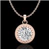 1 ctw VS/SI Diamond Solitaire Art Deco Necklace 18k Rose Gold - REF-292F5M