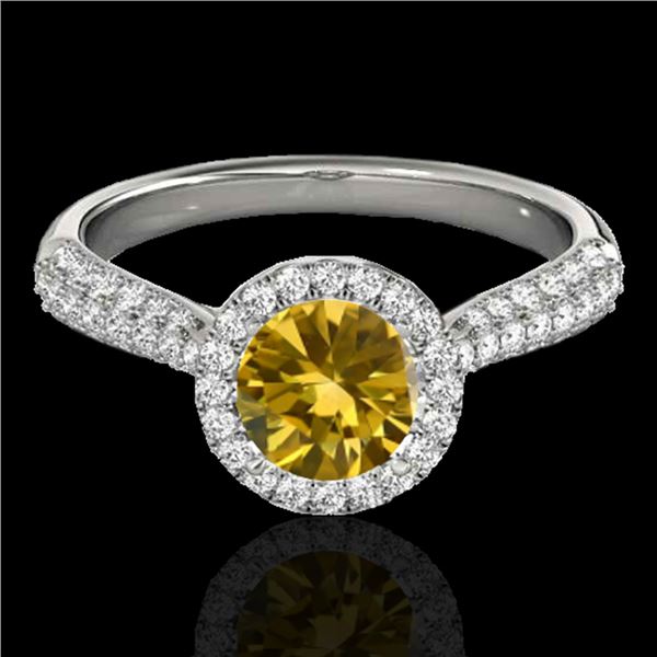 1.40 ctw Certified SI/I Fancy Intense Yellow Diamond Ring 10k White Gold - REF-204R5K